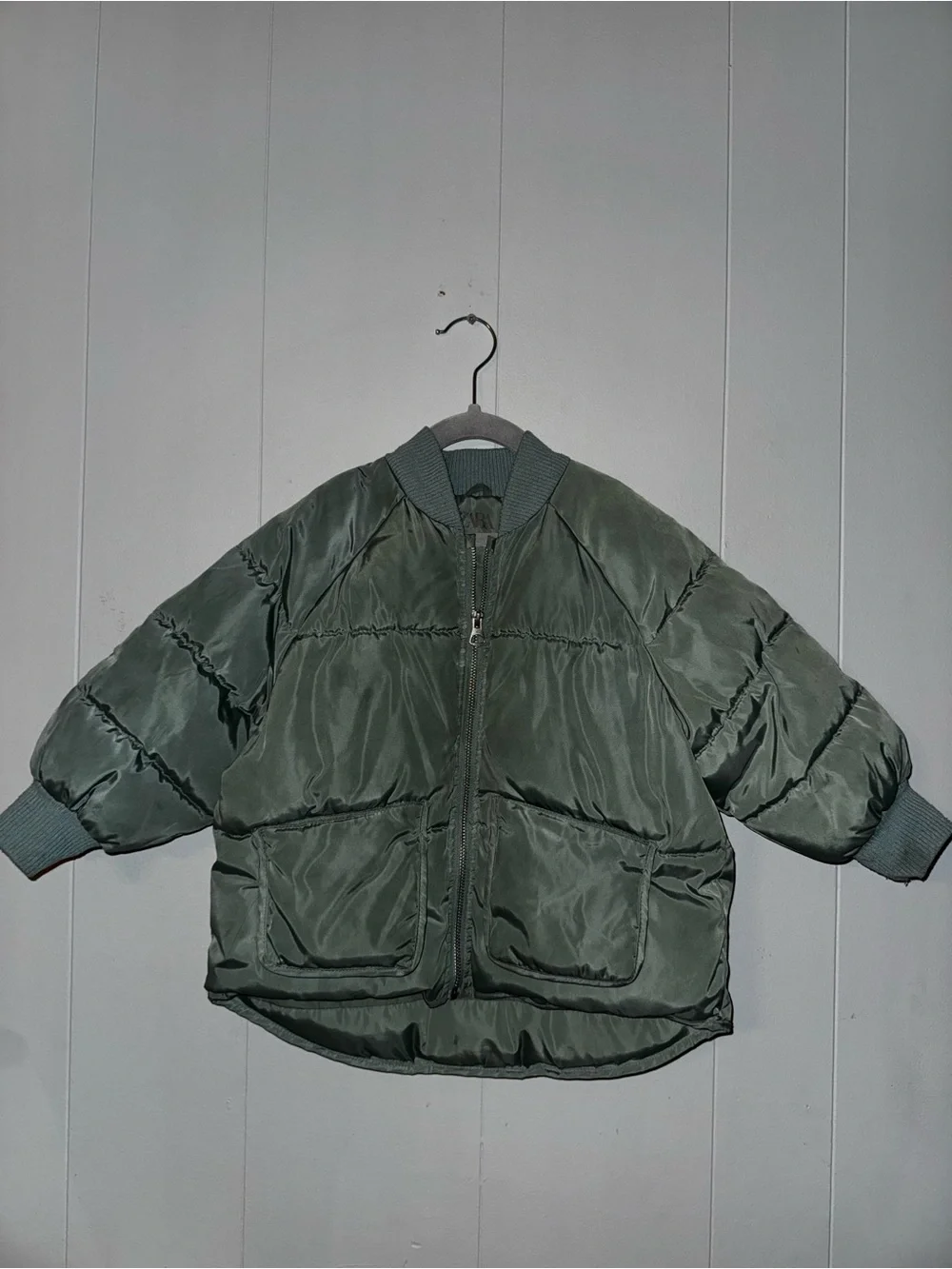 Zara Green Puffer Bomber Jacket